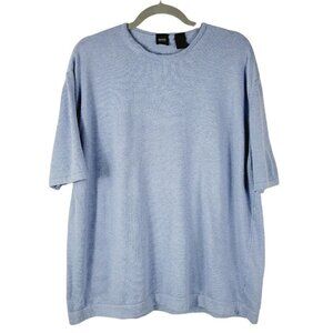 Vintage Hugo Boss Sz Large Knit Sweater Short Sleeve Light Blue Preppy Casual